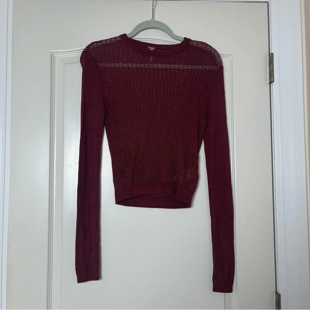 Free People‎ H2O Crew Neck Pullover Top in Garnet Size XS
